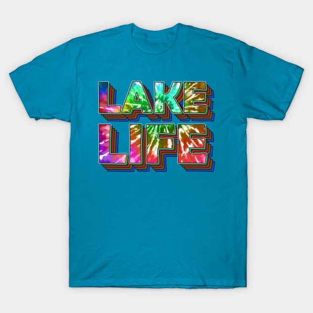 Lake Life Summer Vacation Retro Tie Dye Vibes T-Shirt by SpacemanTees